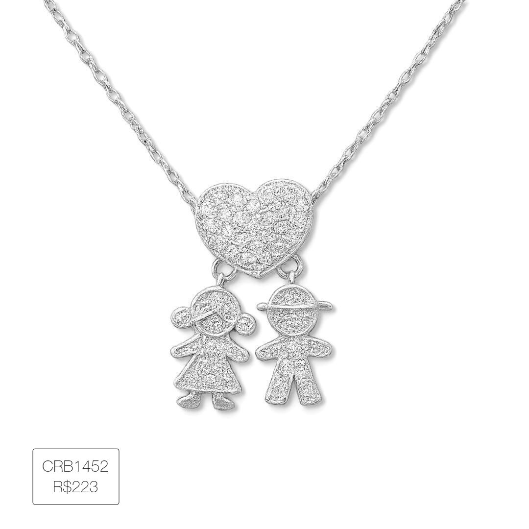 Colar de Filhos 2025 Cravejado Cristal Prateado